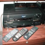 Audio Control Room: JVC HR-S3800U SVHS VCR, Apex AD-500A DVD Player, B-Tech Center and Surround Channel 2-Way Switchers